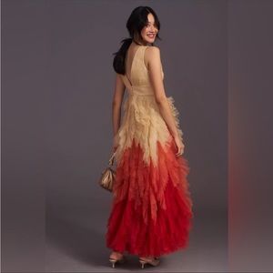 Geisha Designs for Anthropologie Rose tulle ombré formal dress